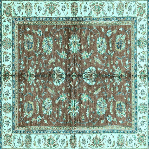 Ahgly Company Indoor Square Oriental Light Blue Traditional Area Rugs, 3' Square