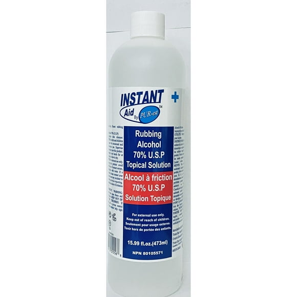 Instant Aid by Purest rubbing alcohol Isopropyl alcohol 70% (U.S.P)