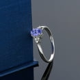 thumbnail image 4 of Gem Stone King 14K White Gold Blue Tanzanite and Diamond Women's Ring (0.51 Cttw, Gemstone Birthstone, Available in Size 5, 6, 7, 8, 9), 4 of 5
