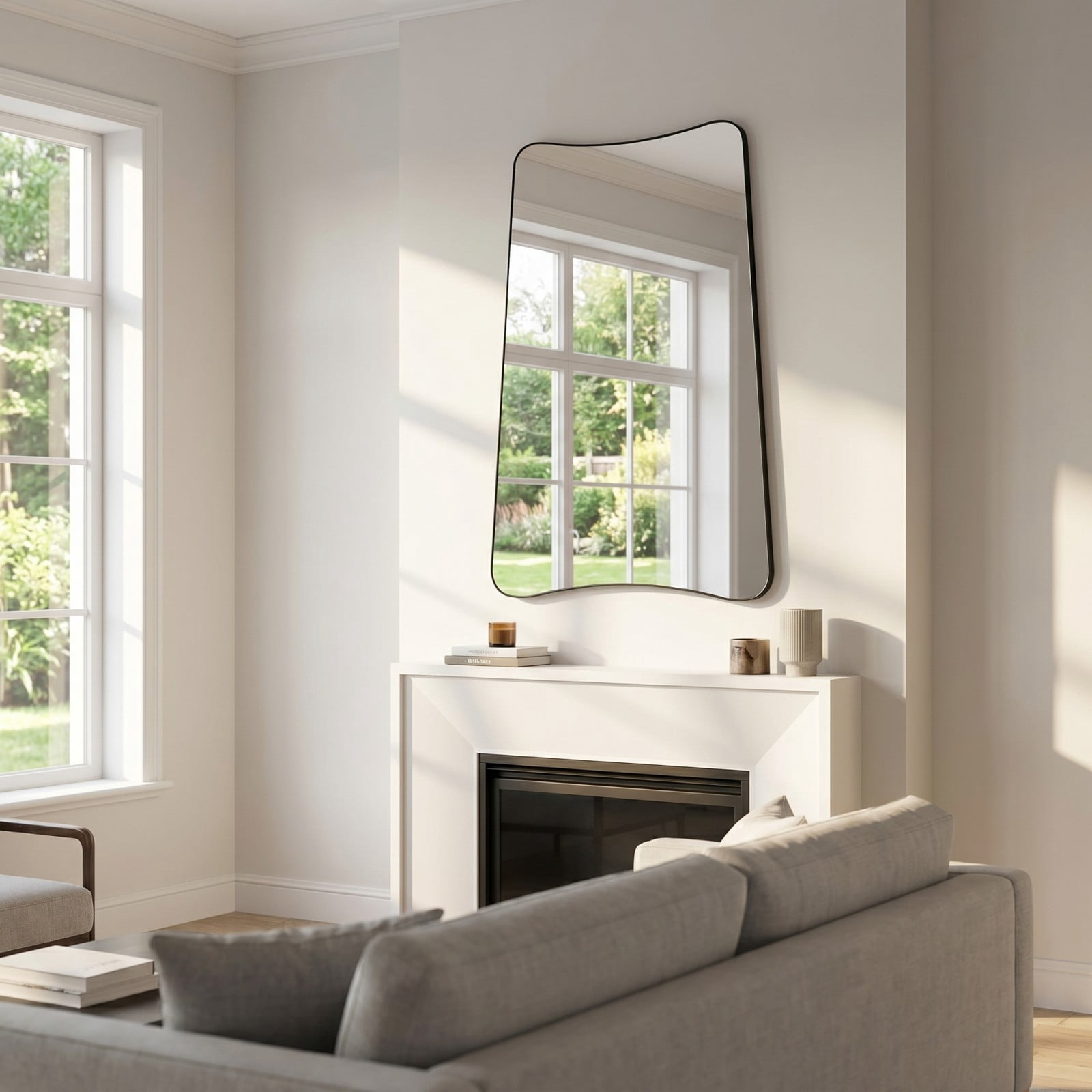 GRAHMCY 24"x36" Irregular Wall-mounted Bathroom Mirror Vanity Decorative Mirror