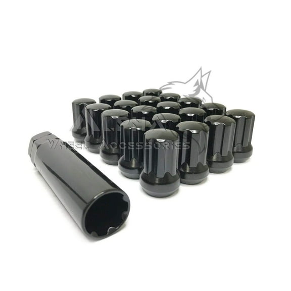 20 Black Spline Lug Nuts 14x1.5 For 2011  Up Jeep Grand Cherokee SRT8 Trailhawk