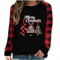 thumbnail image 2 of Wancir Merry Christmas T Shirt Women Plaid Christmas Tree Tee Tops Letter Print Long Sleeve Holiday Shirt, 2 of 4