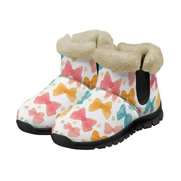 FUIALDOLG Women's Winter Duck Boots Mid Calf Warm Insulated Fur Lined Waterproof Snow Mini Boots Flat Round Toe Booties