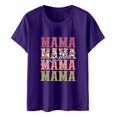 thumbnail image 4 of TSADFHJI Hauts pour Femmes Été Chemises Décontractées Imprimées Col Rond Manches Courtes Tunique Blouse TTG Violet, 4 of 5