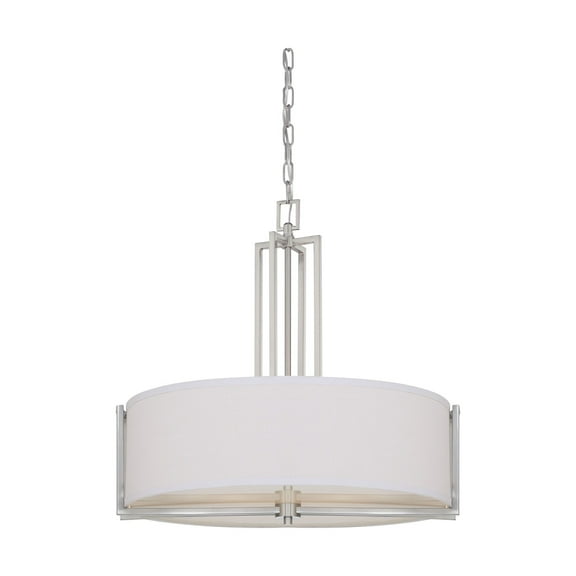 Satco Products B1297928 23.5 x 22.875 in. Nuvo 60-4756 Gemini - 4 Light Pendant Slate Gray Fabric Shade - Brushed Nickel