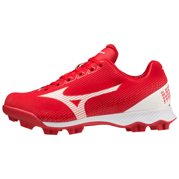 Mizuno Unisex Kids' Wave Lightrevo Junior Molded Low Baseball Cleat Red/White - 320673.1000