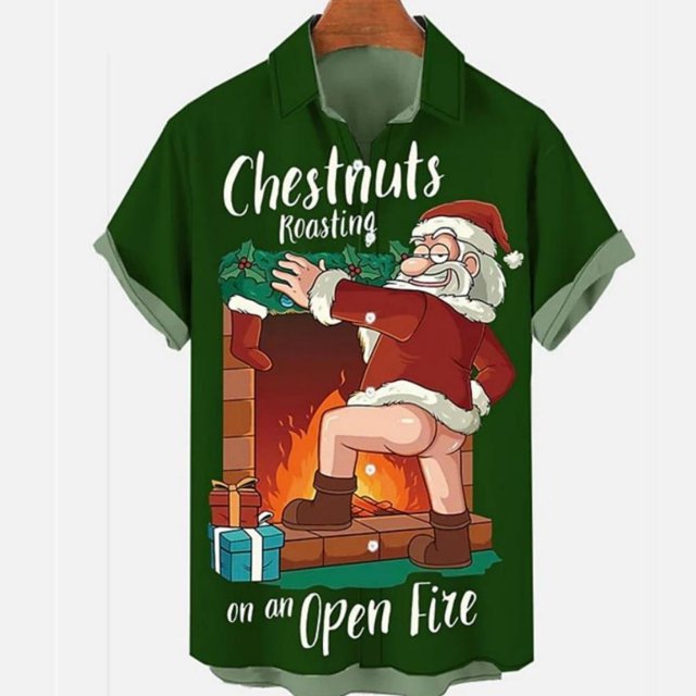 Camisa hawaiana de manga corta para hombre y mujer, ropa de Navidad, Tops con gráfico 3d de Papá Noel, Hip Hop, gran tamaño, verano, novedad