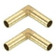 thumbnail image 1 of Conector de Codo en Ángulo Recto de Latón de 2 Paquetes, Conector de Manguera de Latón de 3/8" ID para Conectar Agua, Combustible, Aire, Mangueras de Aceite, 1 of 7