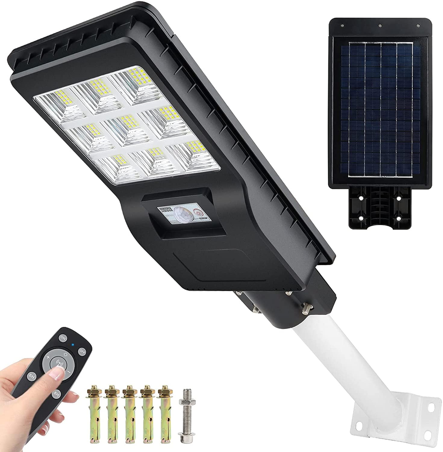 Details about   US Commercial 990000LM Solar Street Light LED IP67 Dusk Dawn PIR Sensor+Remote 