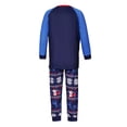 thumbnail image 4 of Pantalones De Camisa De Otoño Conjunto de pijama familiar de 2 piezas con cuello redondo estampado azul para padres e hijos traje diario Ygjytge Niño Azul 3-4T para Niño, 4 of 9