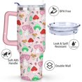 thumbnail image 3 of 40oz Cute Colorful Botanical Mushroom Stainless Steel Flip Straw Tumbler Spill Proof Travel Cup Double Wall Vacuum Insulated Coffee Mug with Top Handle, 3 of 6