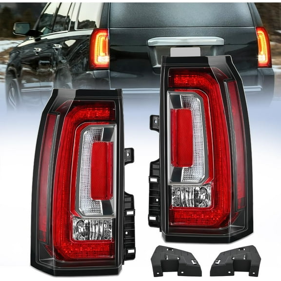 Nilight Taillight Assembly Compatible with 2015 2016 2017 2018 2019 2020 GMC Yukon and Yukon XL 2015-2018 submodel Denali SLE SLT LED Type Tail Lights Rear Lamp Replacement Driver and Passenger Side