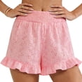 thumbnail image 2 of BLVB Boho Shorts for Women Summer Beach Vacation Clothes Spring Elastic Waist Embroidered Ruffle Lounge Shorts, 2 of 5