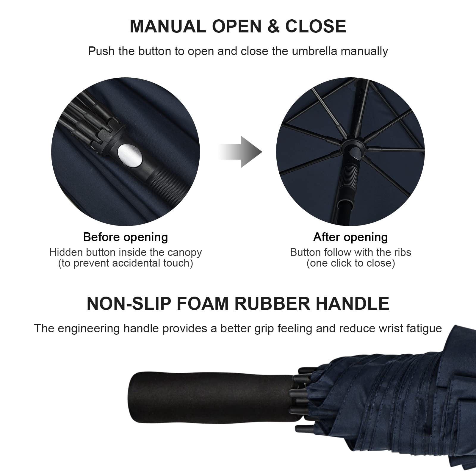 G4Free 80 Inch Huge Large Oversize Golf Umbrella Double Canopy Vented Windproof Stick Umbrellas, 6.6 Ft Heavy Duty for Outdoor Doorman Family