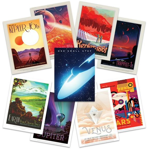 NASA Space Grand Tour Travel Exploration Exoplanet Art Print Poster Home Decor Premium Pack Of 9