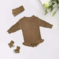 thumbnail image 2 of HNMKIU Customizable Name Hand Embroidered Baby Knitted Fall Jumpsuit Autumn Winter Sweater Cute Crawling for 0-18 Months Brown,, 2 of 4
