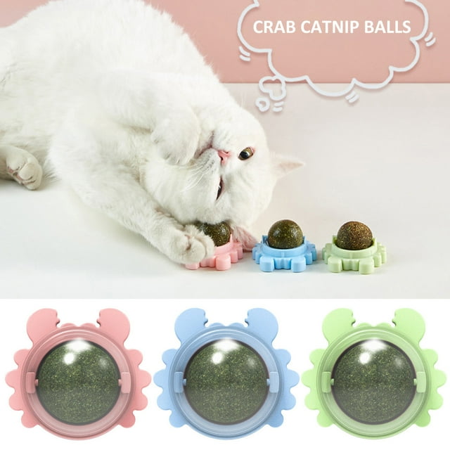 Catnip Wall Ball,Edible Cat Nip Licking Balls,Rotatable Catnip Roller