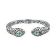 thumbnail image 2 of Sterling Silver 925 and 18K Gold with Blue Topaz DEVATA Bali Filigree Cuff Bracelet DHK3215BT (Size M), 2 of 5
