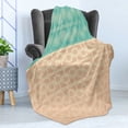 thumbnail image 4 of Ethnic Soft Flannel Fleece Throw Blanket, Animal Design Pastel Abstract Floral Swirls Art Print, Cozy Plush for Indoor and Outdoor Use, 50" x 60", Turquoise and Coral, by Ambesonne, 4 of 5