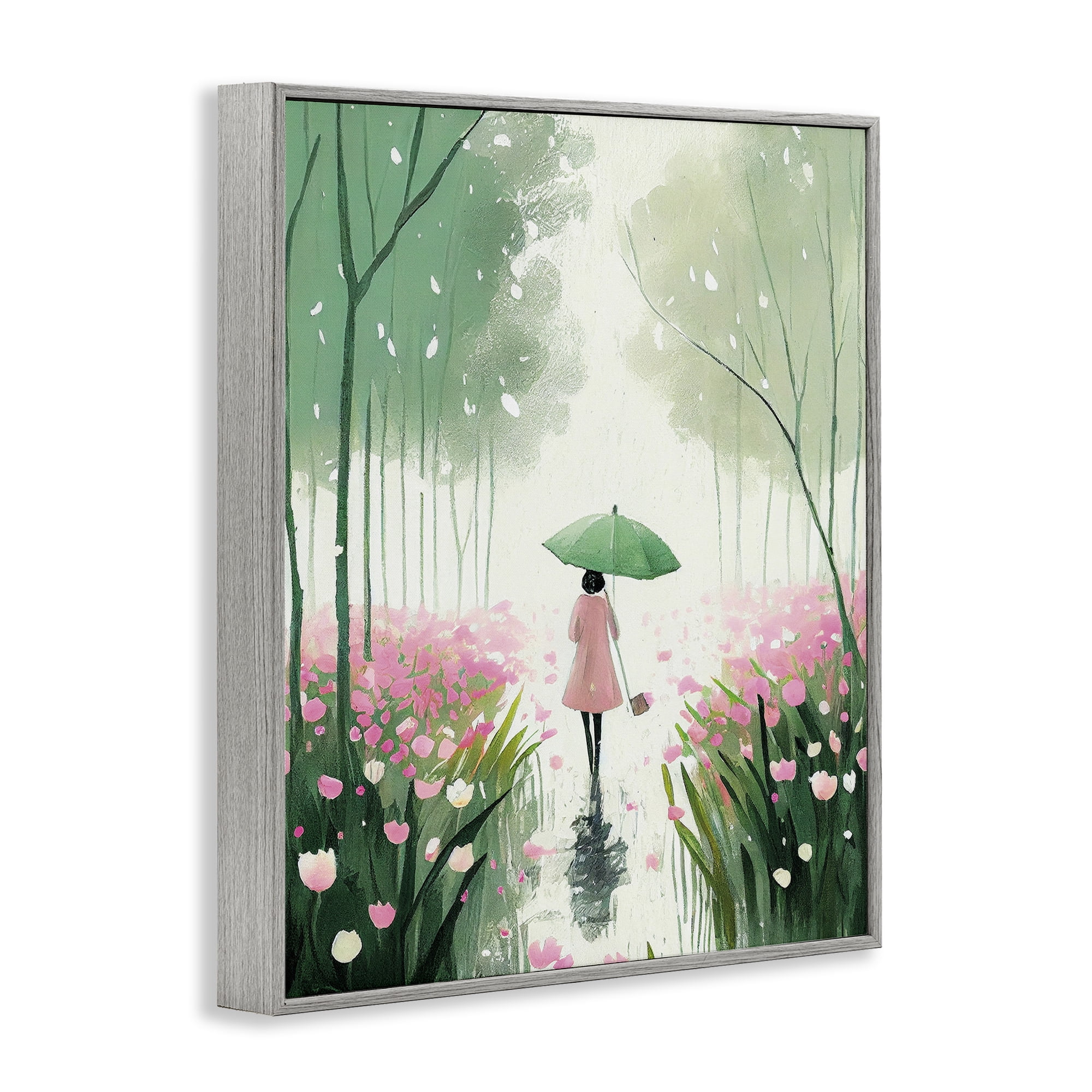Stupell Industries Nature Stroll in Rain Landscape Painting Gray Framed Art Print Wall Art, 11 x 14