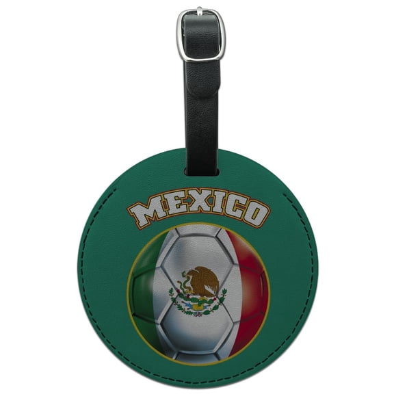 Mexico Soccer Football Futbol Round Leather Luggage Card Suitcase Carry-On ID Tag