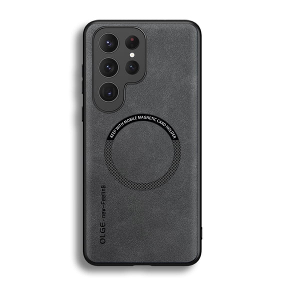 for Samsung Galaxy S26 Ultra PU Leather Case, Vintage Compatible with MagSafe and Wireless Charging Slim Fit-Drop Scratch Resistant Support Magnetic Car Mount Case Cover for Galaxy S26 Ultra, Gray