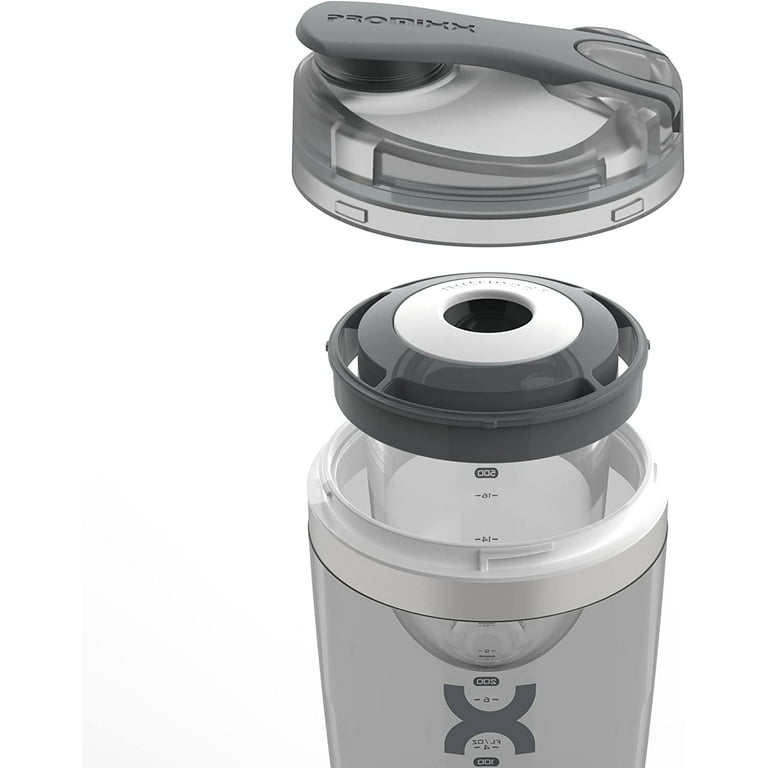PROMiXX PRO Electric Shaker Bottle – Silver White/Gray, Stainless Steel  Trim, 20oz Cup