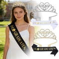 thumbnail image 1 of 2026 Graduation Party And Shoulder Strap (2 Pcs) Alloy Rhinestone Letter Headpiece, 1 of 7