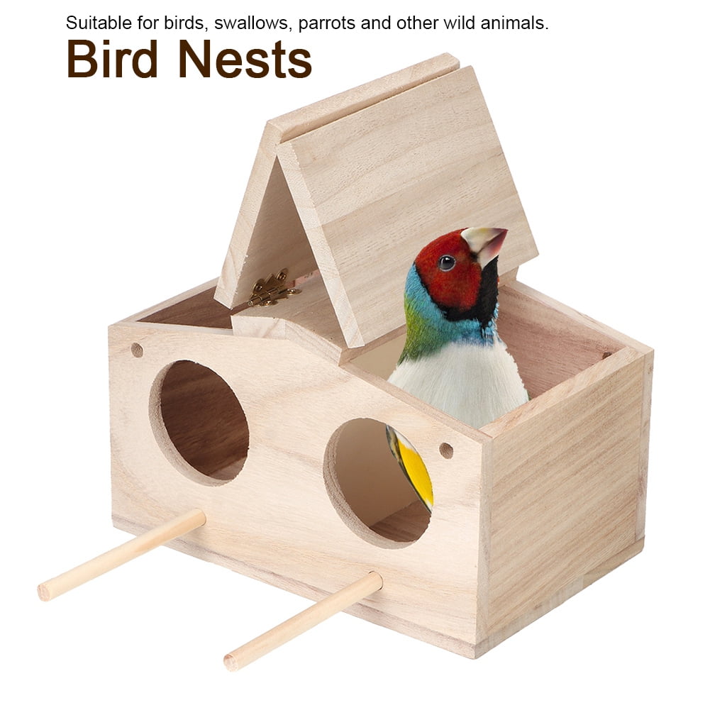Garosa Outdoor Birdhouse, Wooden Pet Bird Nests House Breeding Box Cage