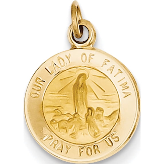 14K Yellow Gold Our Lady Of Fatima Medal Charm (16 X 11) Made In United States xr664