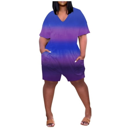 

Womens Rompers And Jumpsuits Short Sleeve V Neck Short Pockets Overalls Brown M