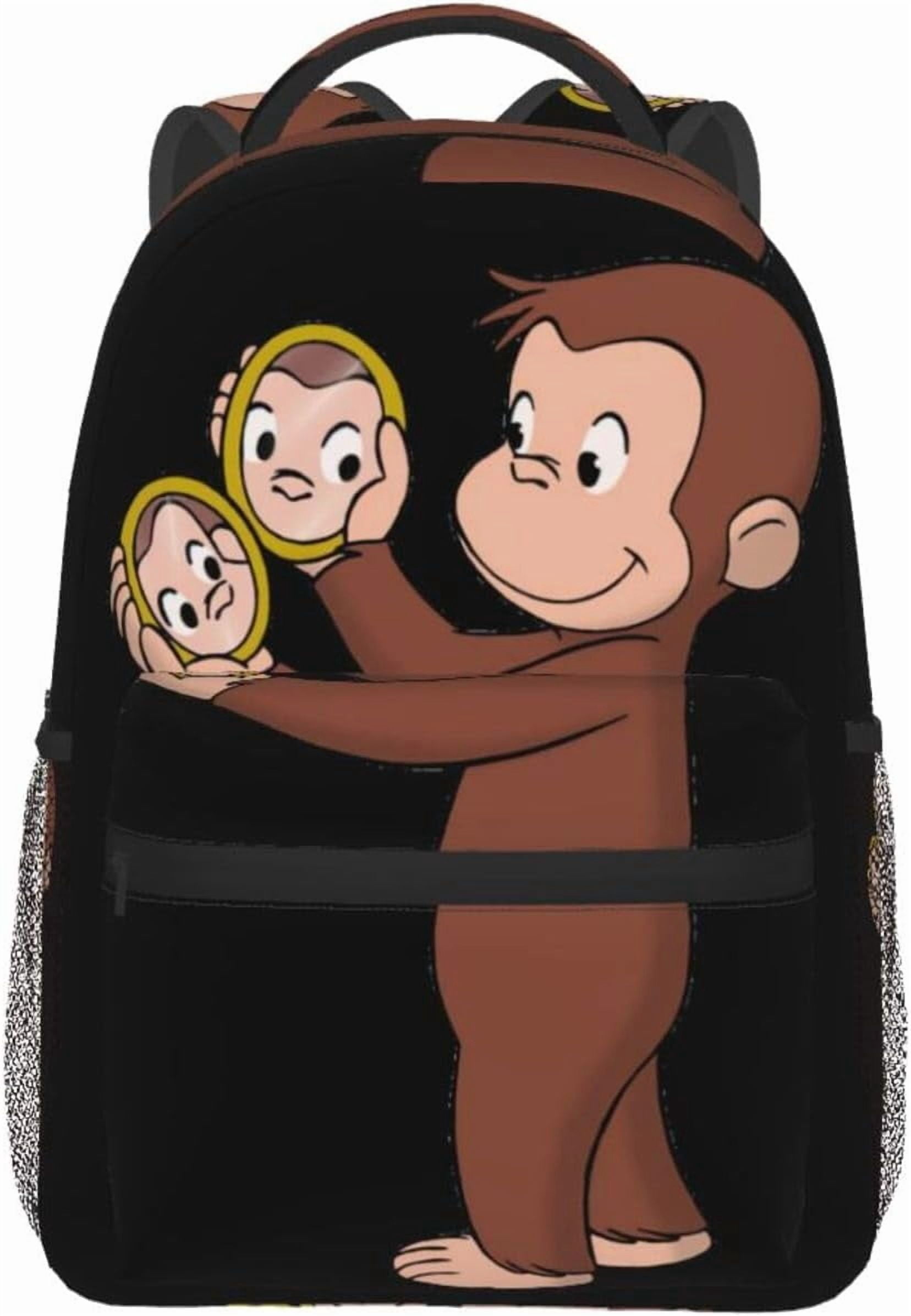 Curious George Laptop Bag Cartoon Backpack Casual Travel Backpacks Daypack For Men Women