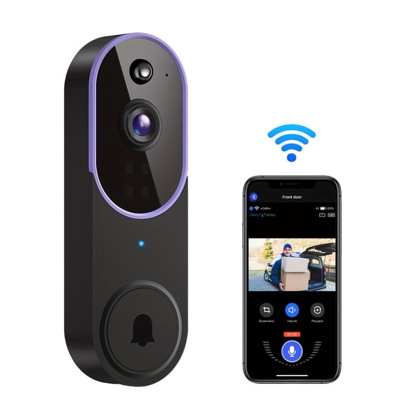 1PC 1440p Video Doorbell Camera , Live View, AI Human Detection, 2-Way Audio, Night Vision, Cloud Storage (Sold Separately), 2.4G WiFi (No Receiver)
