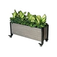 thumbnail image 4 of Mobile Trough Planter Box Raised Garden Bed Wood Texture Grey & Black, 4 of 5