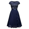 thumbnail image 4 of Gubotare Women's Party Wedding Ball Gown Sequin Layered Elegant Chiffon Plus Size Formal Dresses(Dark Blue,M), 4 of 5
