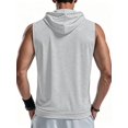 thumbnail image 3 of Men'S Workout Hooded Tank Tops Fashion Muscle Zip Up Sleeveless Hooded Slim Fit Gym Hoodie Light Gray S, 3 of 6