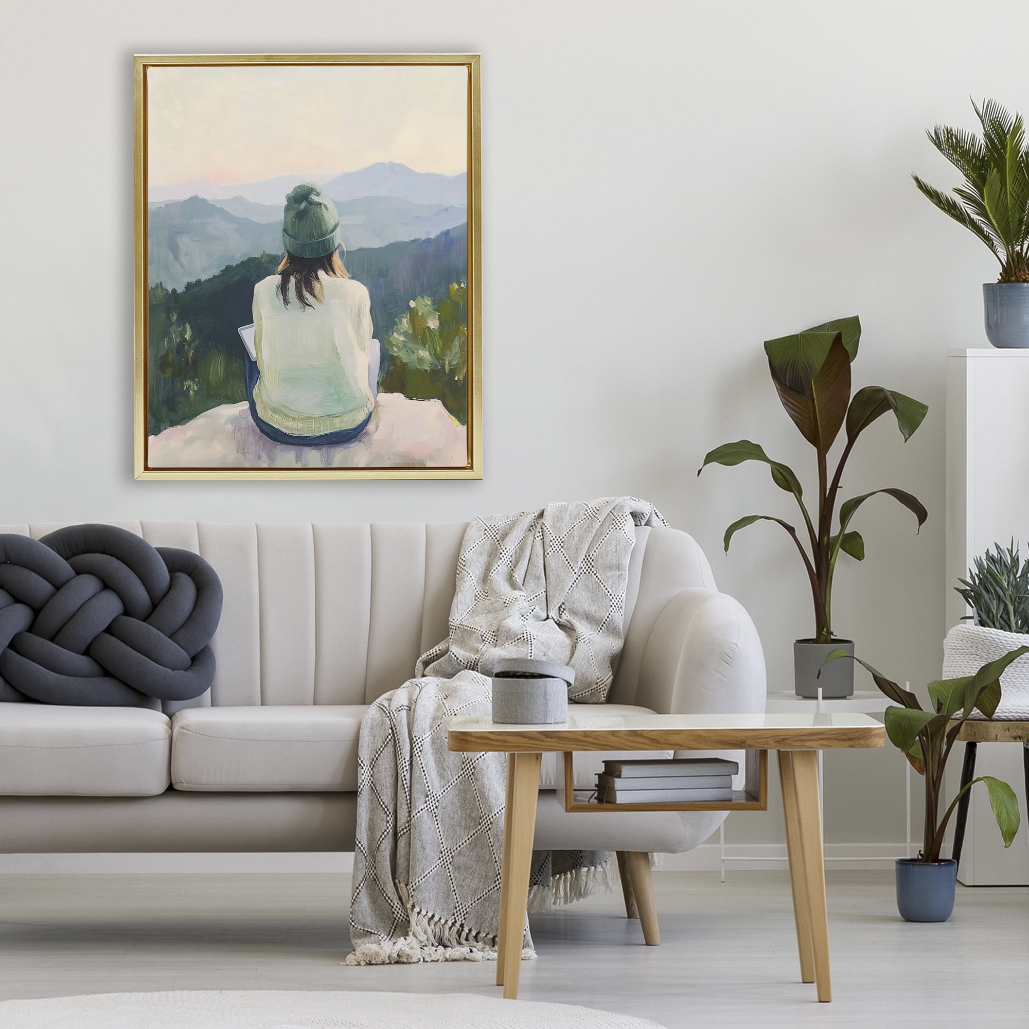 Stupell Industries Mindful Solitude Meditation View Gold Framed Floater Canvas Wall Art, design by The Prints Vibe