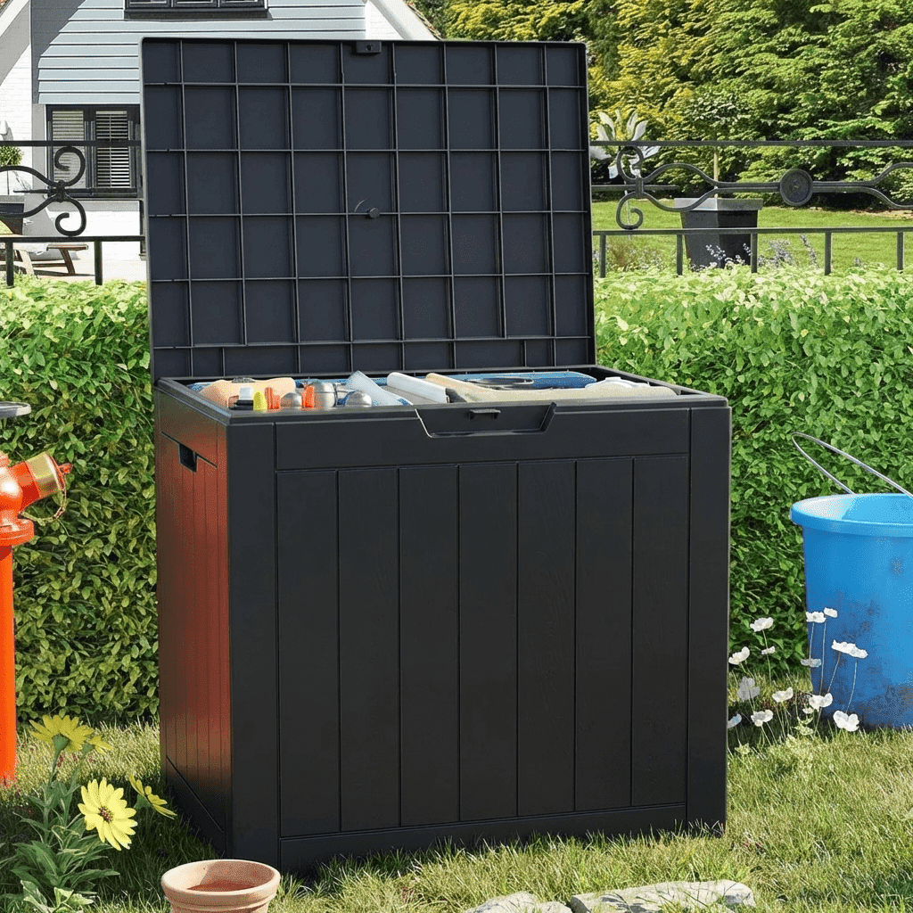 Keter 165 Gallon White Resin Deck Box, Outdoor Storage for Garden