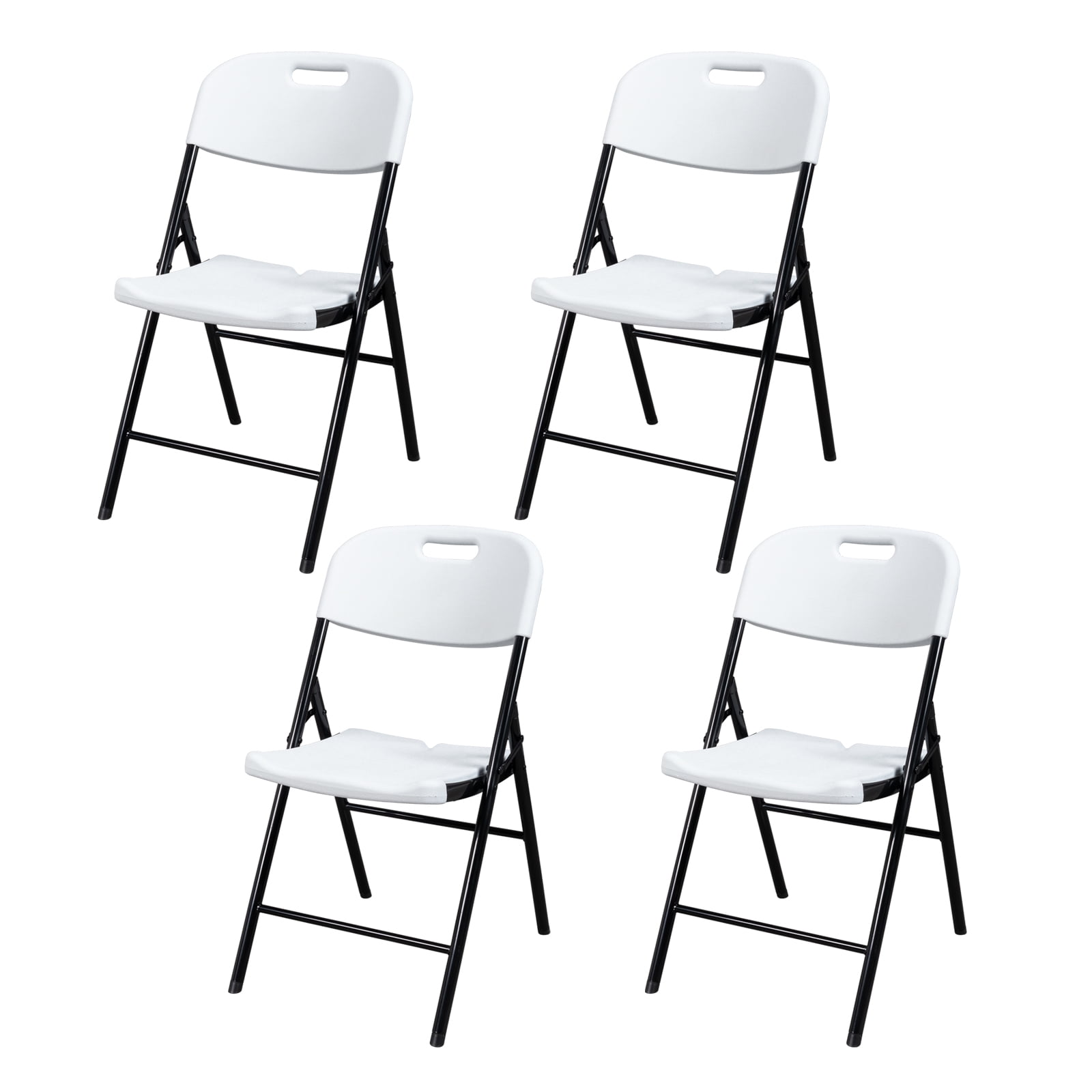 4 Pack Folding Garden Chairs, HDPE Plastic Foldable Outdoor Chair with Metal Frame, Portable Lightweight Patio Chair for Yard Garden Camping