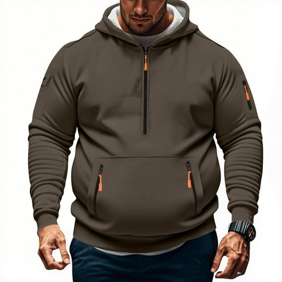 lmcalta Mens 1/4 Zip Hoodies Fleece Lined Sweatshirts Workout Running Athletic Pullover Tops