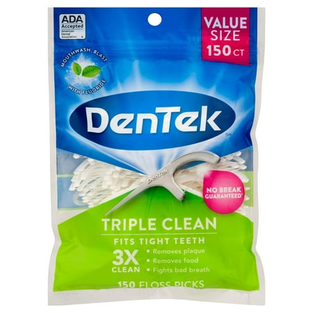 DenTek Triple Clean Floss Picks, No Break Guarantee, 150
