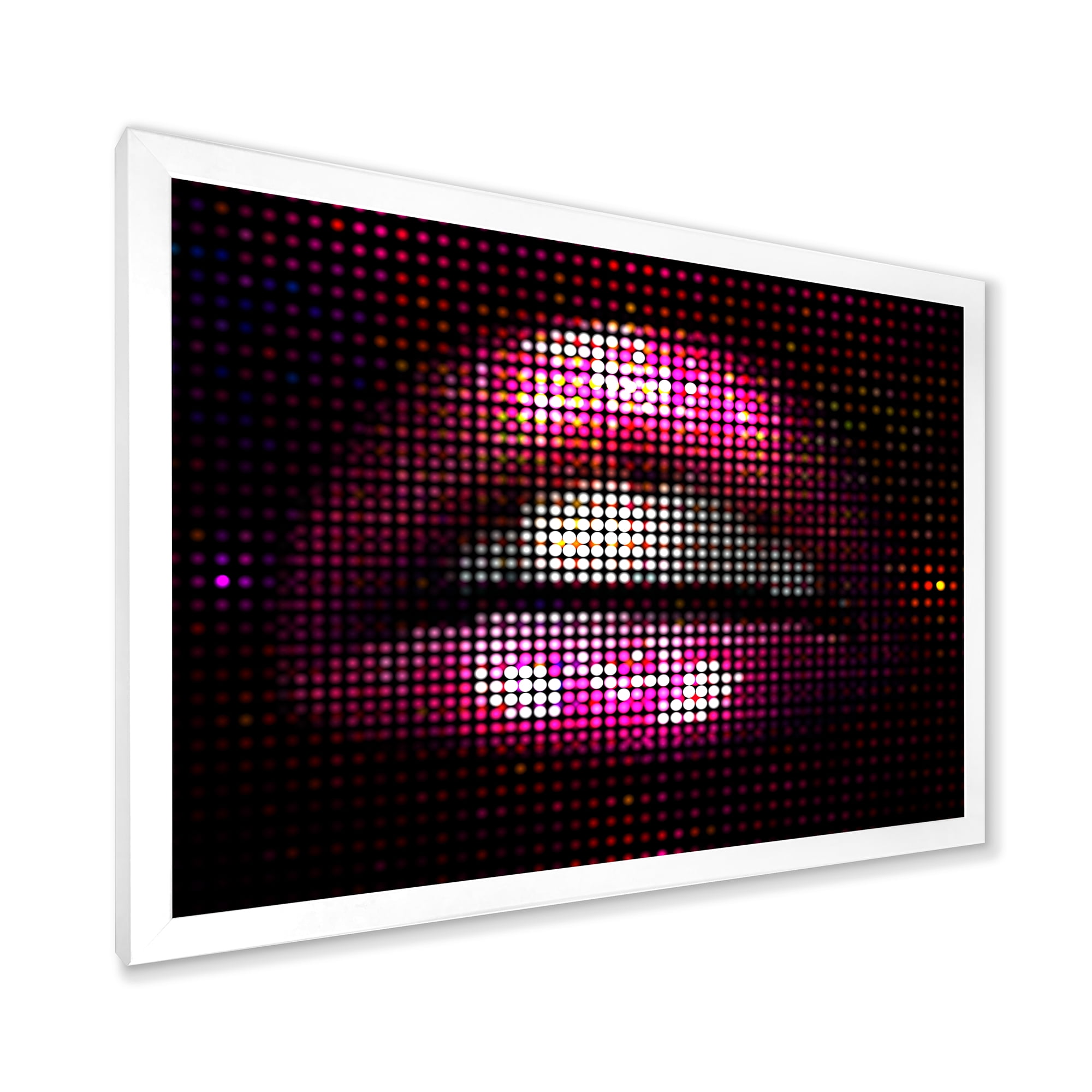 Designart 'Detail Of Pixellated Pink Woman Lips' Modern Framed Art Print