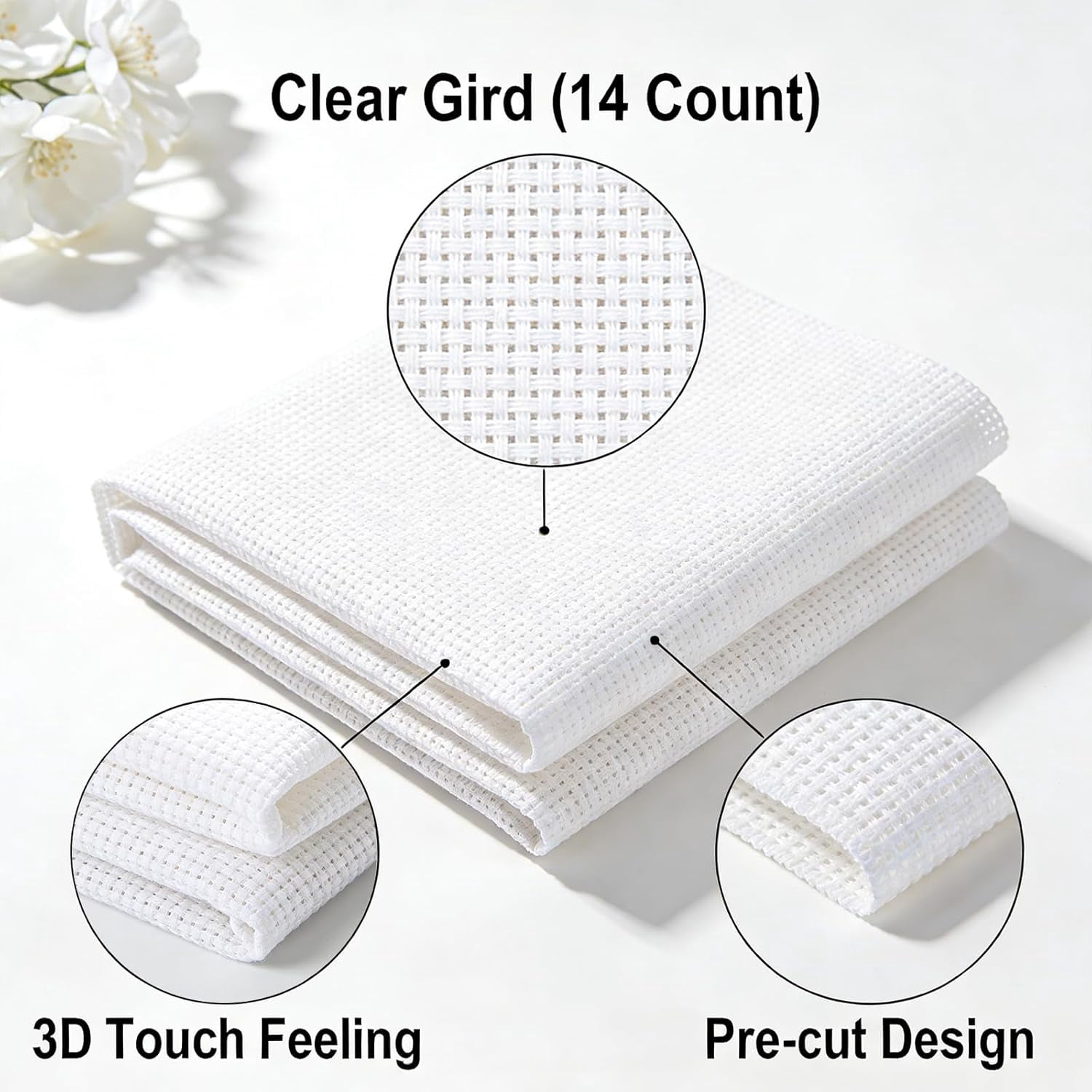 24Pcs Aida Cloth 14 Count, 6 Sizes White Cross Stitch Fabric for DIY Craft Embroidery (5.9 to 15.7 inch), Precut Aida Cloth Needlepoint Canvas for Embroidery Beginner, Needlework & Home Decor