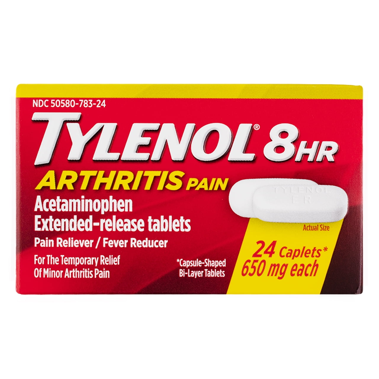 5 Pack Tylenol 8 HR Arthritis Pain Reliever 650 MG 24 Caplets Each