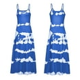 thumbnail image 4 of Wycnly Summer Dresses for Women Plus Size Spaghetti Strap Beach Boho Camisole Long Dresses Sleeveless V-Neck Striped Print Maxi Sun Dress Blue L Clothes, 4 of 5