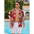 thumbnail image 5 of sogami Cotton Short Sleeve Hawaiian Shirts for Men Floral Summer Holiday Shirt, 5 of 6