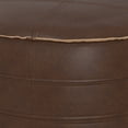 thumbnail image 4 of Simpli Home Brody 20 inch Wide Boho Round Pouf in Distressed Dark Brown Vegan Leather, 4 of 6