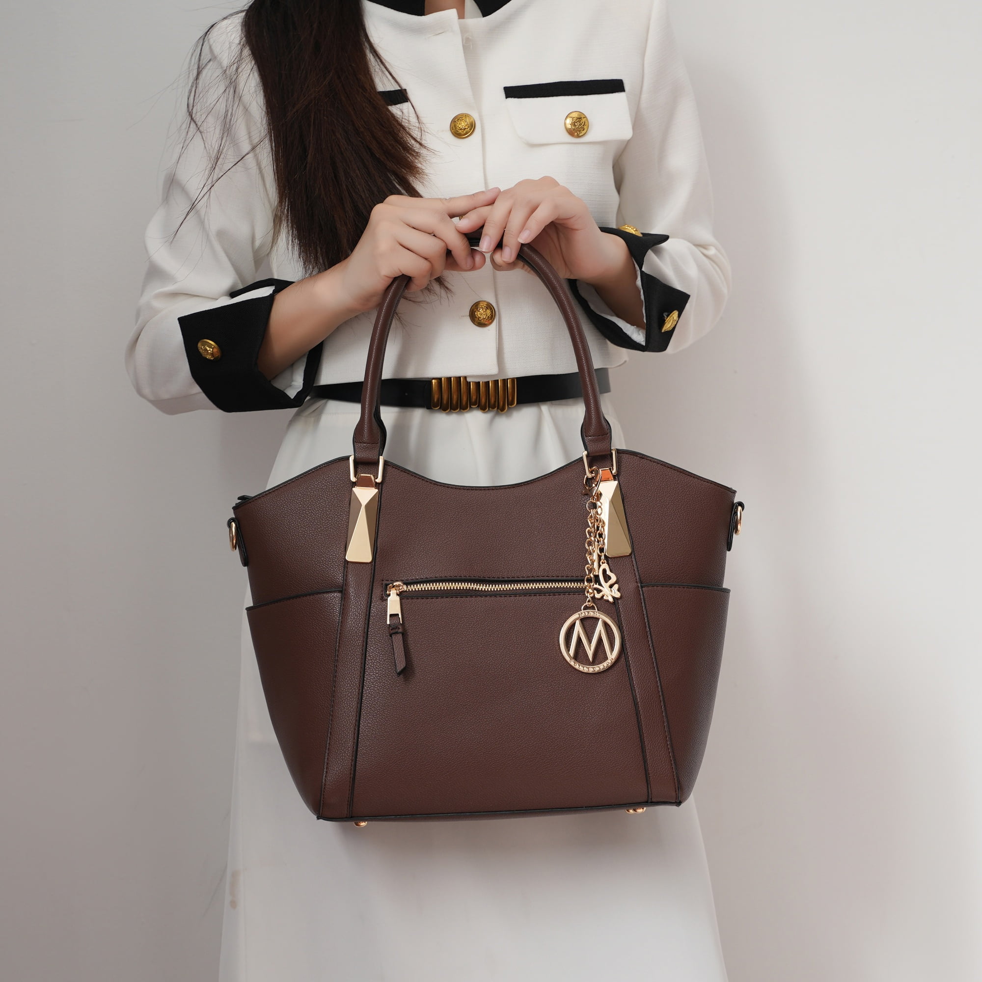 MKF Collection Janise Women's Tote Bag,Solid Shoulder Bag Handbag Purse by Mia K - Cognac