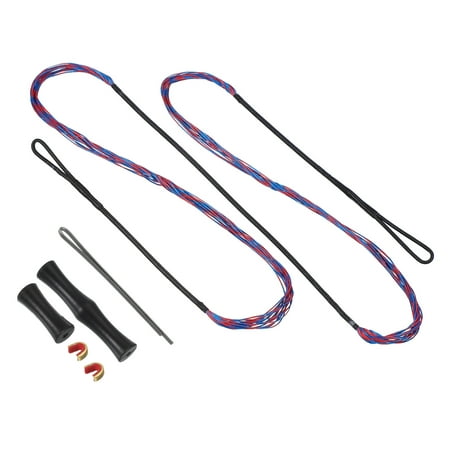 Uxcell Bow String Replacement with 2 Pcs Brass Nock 1 Set of Silicone Finger Tab for Traditional Long Bow Recurve Bow String Red-Blue AMO 68