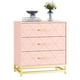 thumbnail image 3 of ChaoLink Cómoda con 3 cajones para dormitorio, cómoda moderna de madera con almacenamiento, cajones anchos, mesa de noche alta con manijas de metal, cómoda de madera, color rosa, 3 of 7